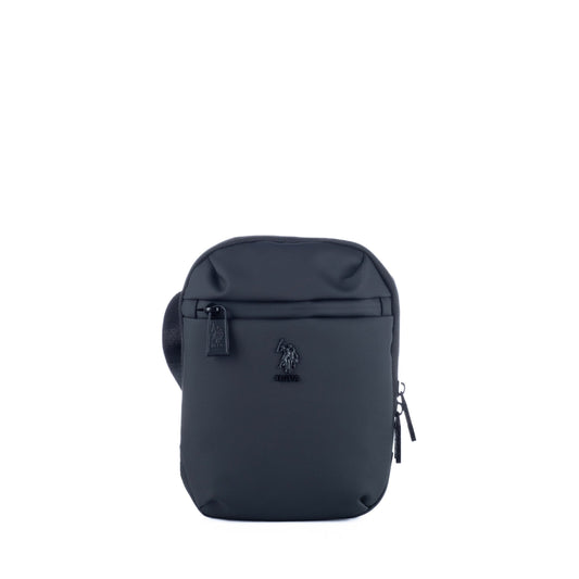 Bolsa Tiracolo Pequena de Homem US Polo em Nylon Preto com Bolsos Funcionais