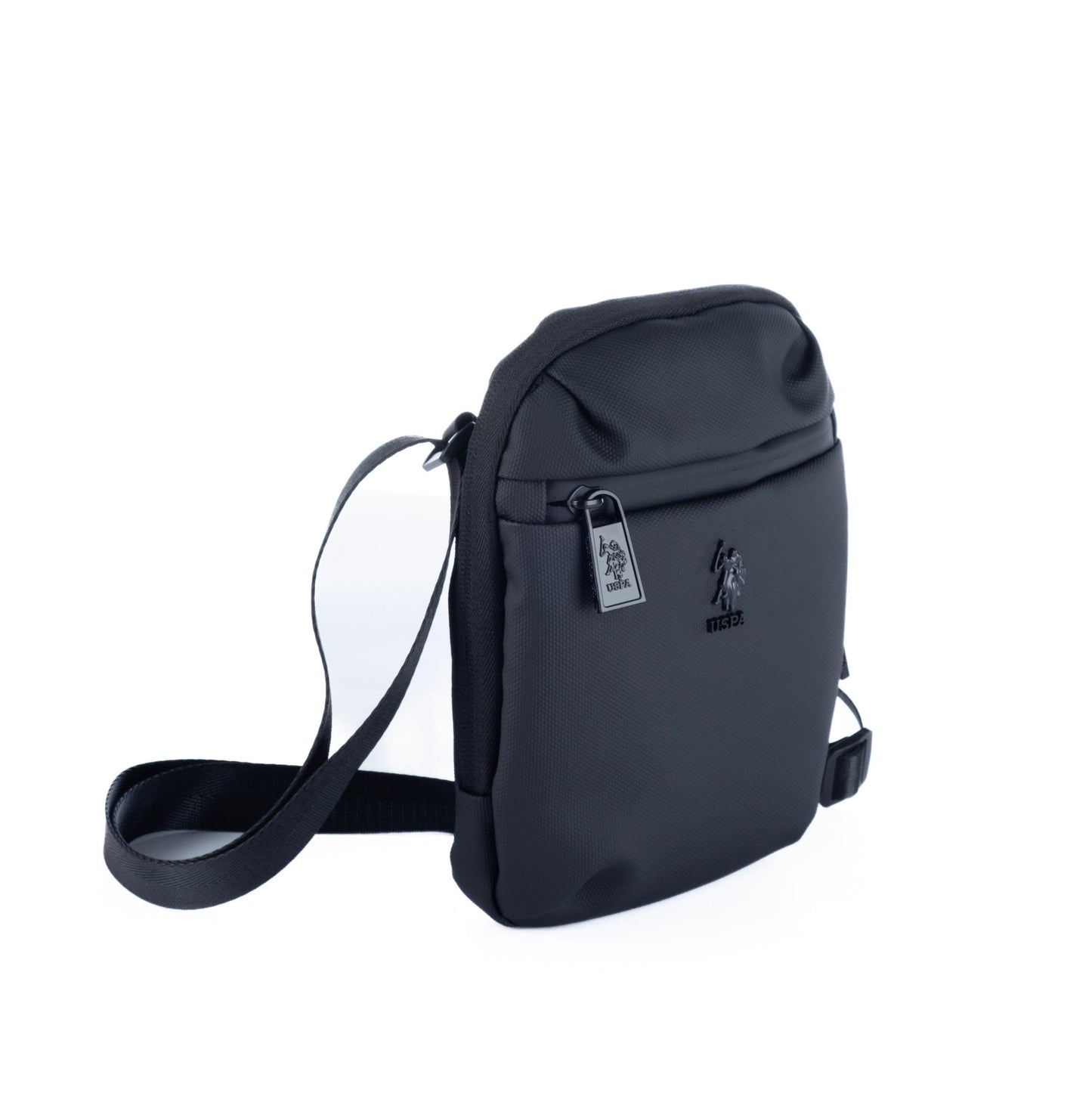 Bolsa Tiracolo Pequena de Homem US Polo em Nylon Preto com Bolsos Funcionais