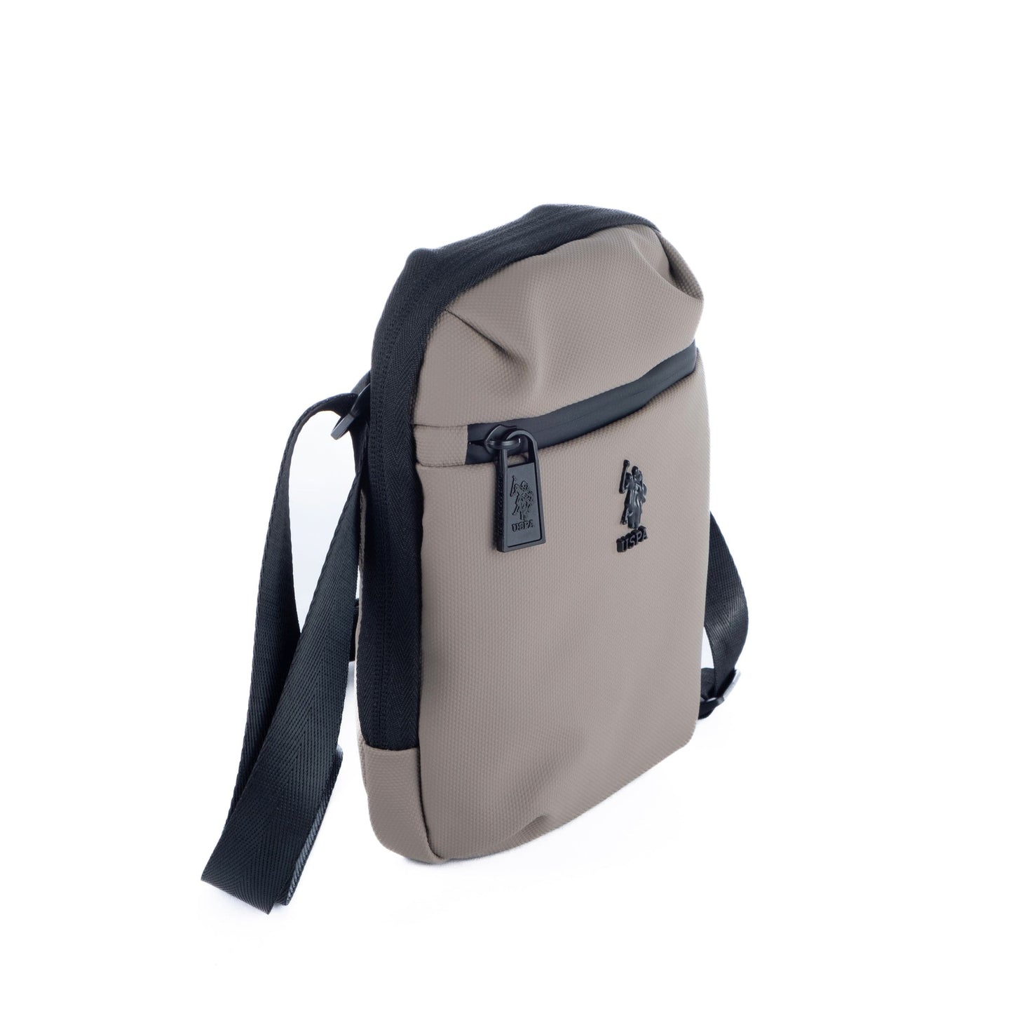 Bolsa Tiracolo Pequena de Homem US Polo em Nylon Bege com Bolsos Funcionais