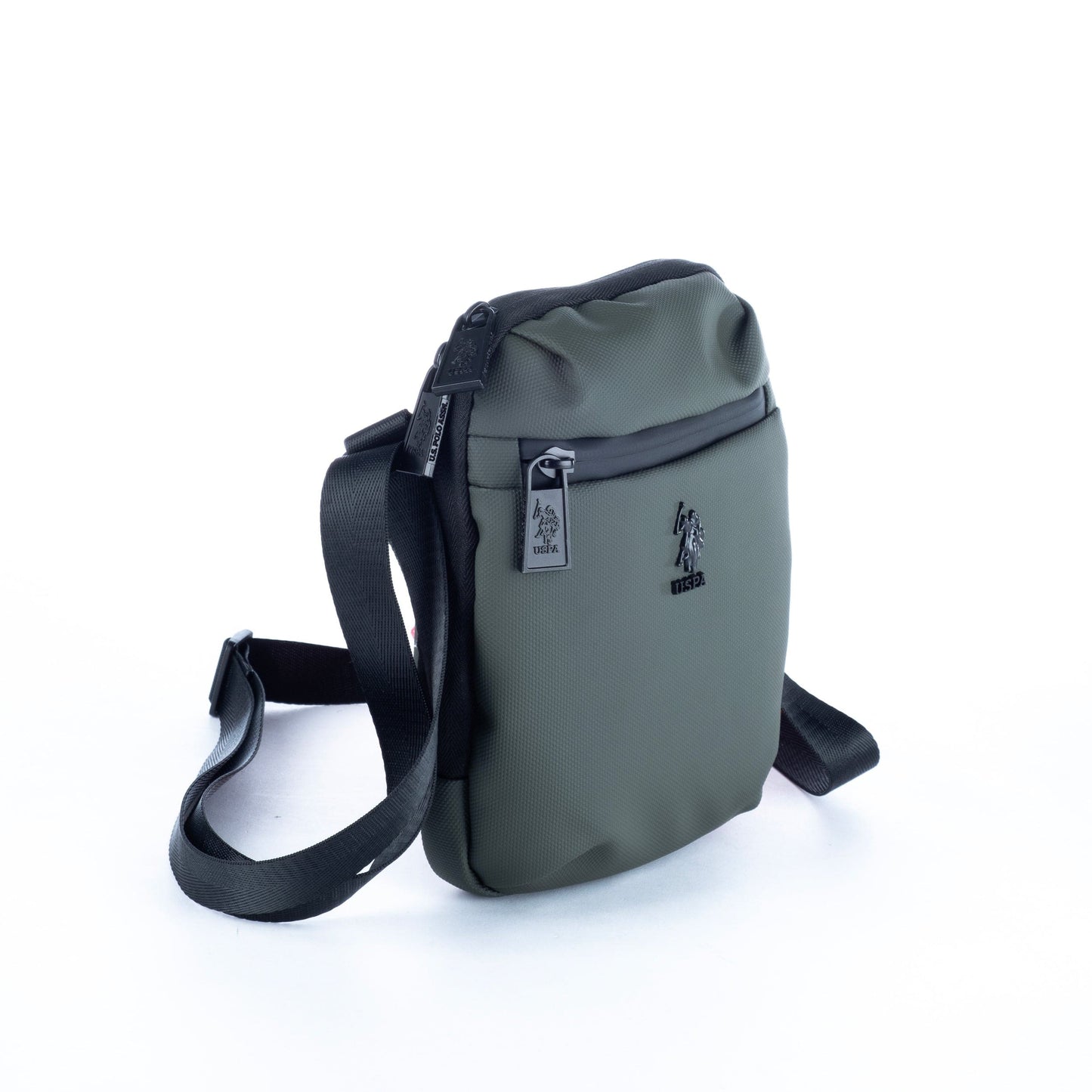 Bolsa Tiracolo Pequena de Homem US Polo em Nylon Verde com Bolsos Funcionais