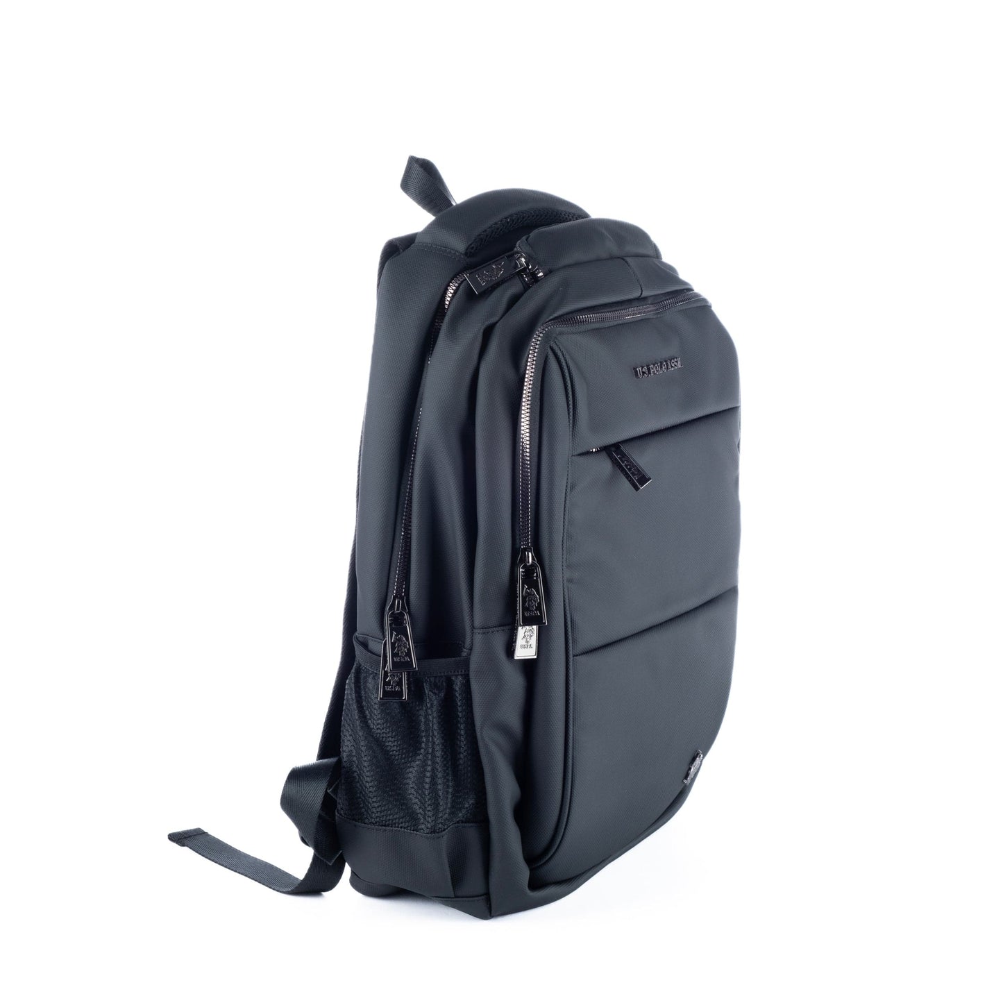Mochila Unisexo US Polo em Nylon Preto com Vários Bolsos e Logótipo Discreto