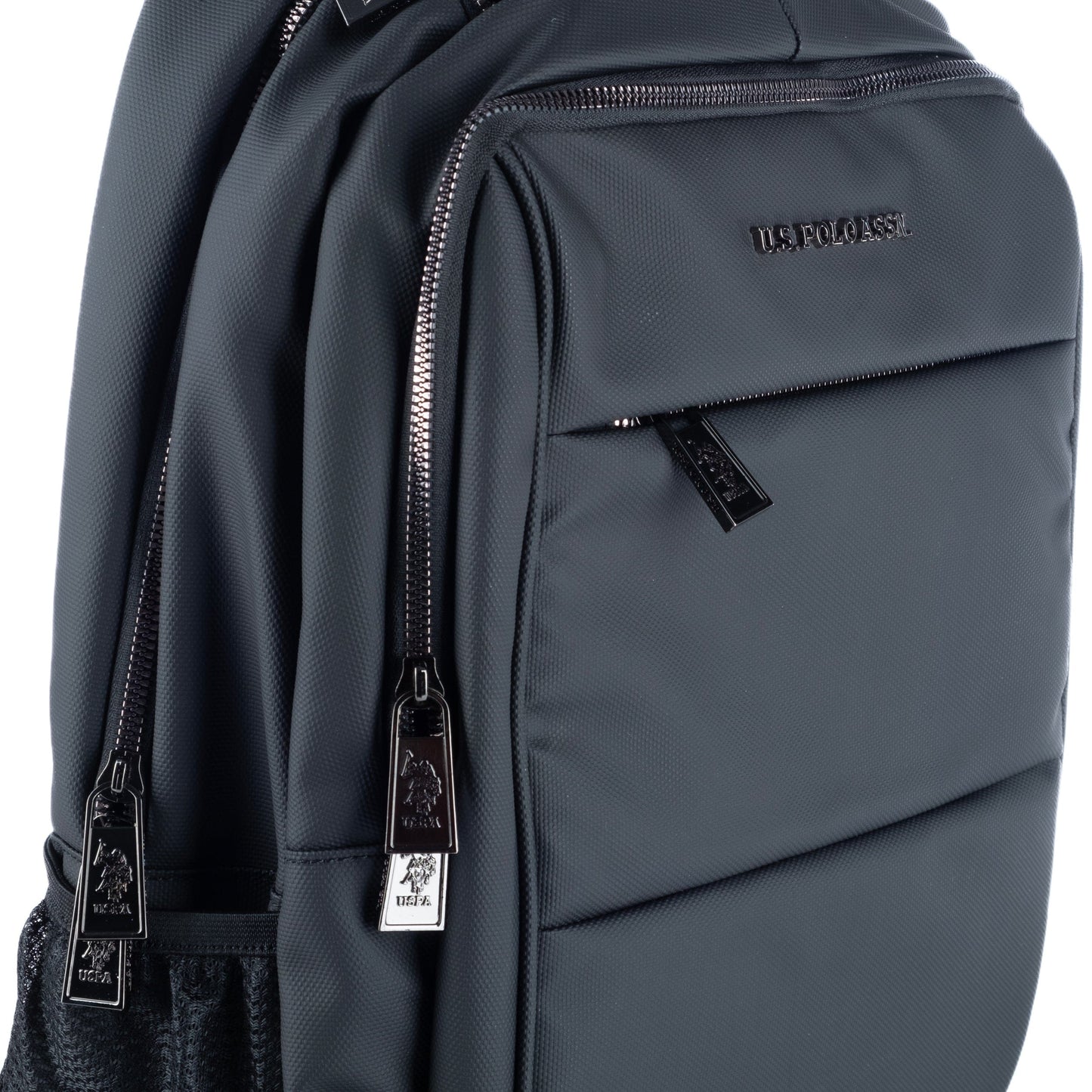 Mochila Unisexo US Polo em Nylon Preto com Vários Bolsos e Logótipo Discreto