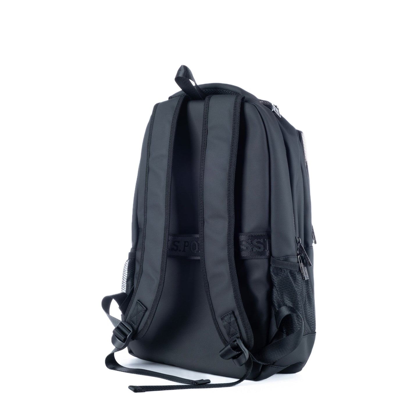 Mochila Unisexo US Polo em Nylon Preto com Vários Bolsos e Logótipo Discreto