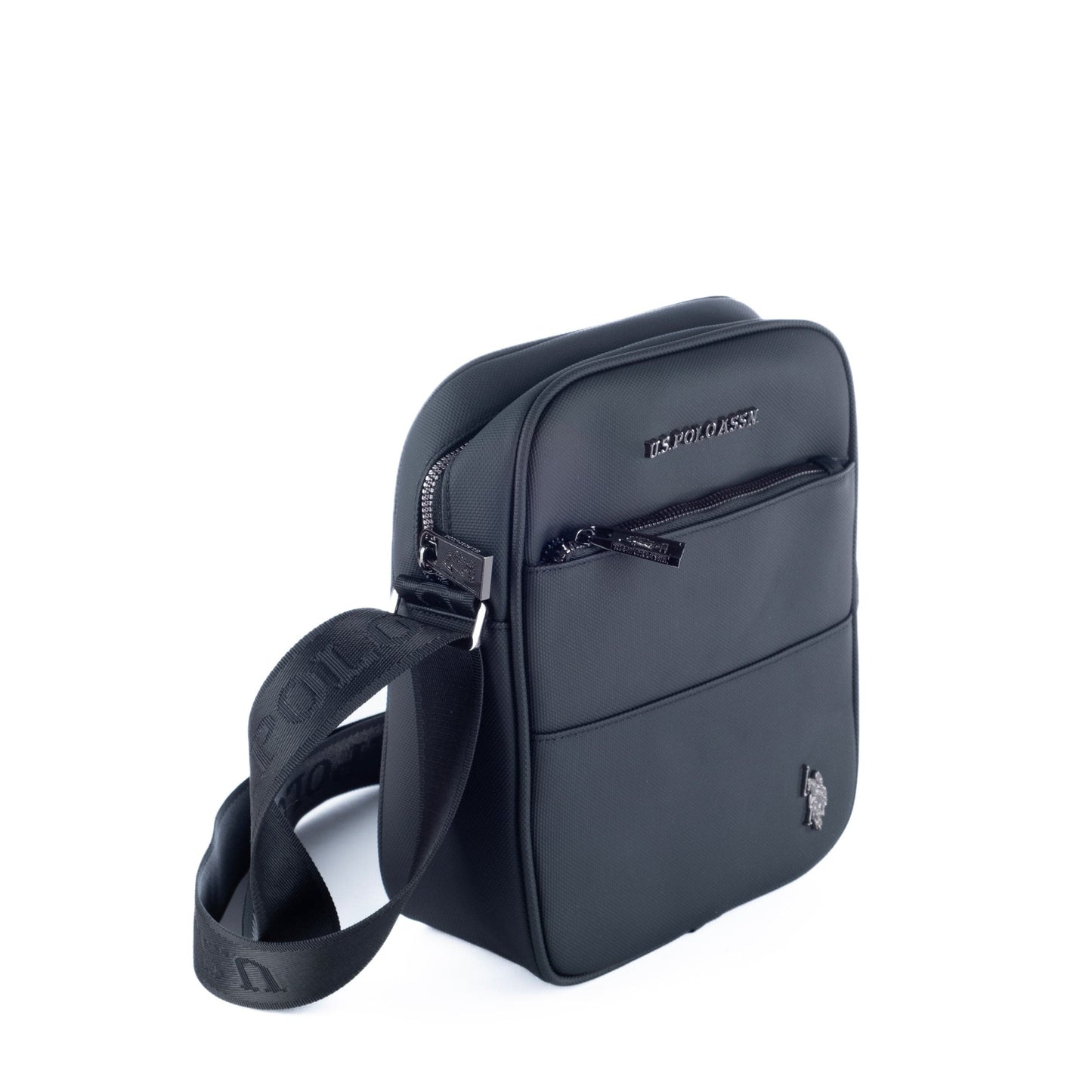 Bolsa Tiracolo de Homem US Polo em Nylon Preto com Dois Bolsos Frontais