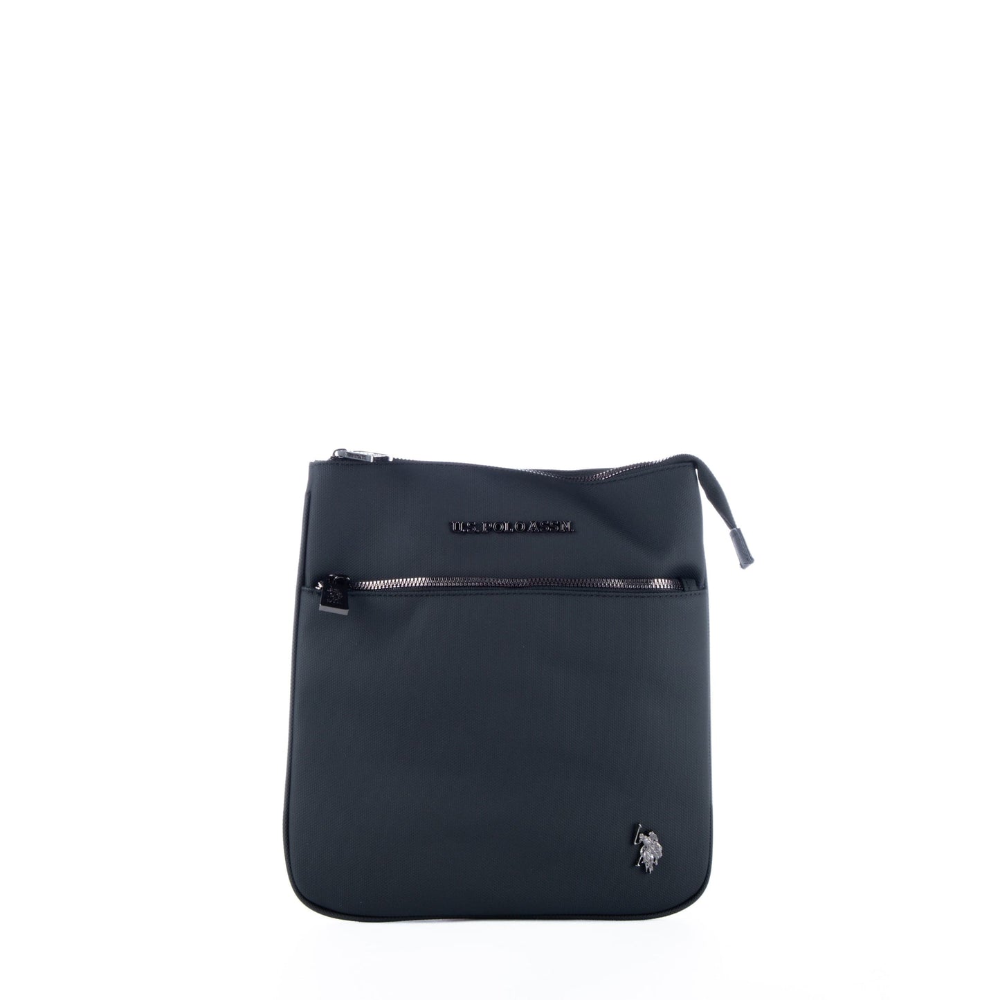 Bolsa Tiracolo Vertical de Homem US Polo em Nylon Preto com Bolso Frontal