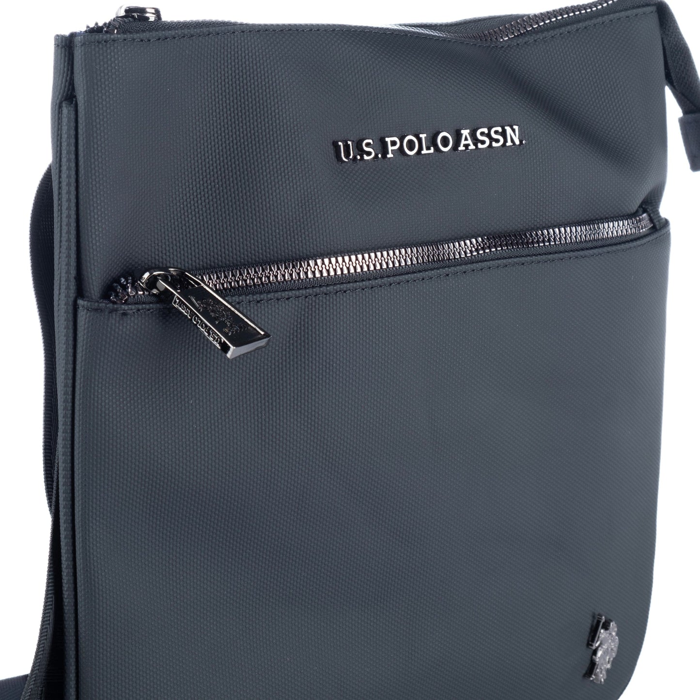 Bolsa Tiracolo Vertical de Homem US Polo em Nylon Preto com Bolso Frontal
