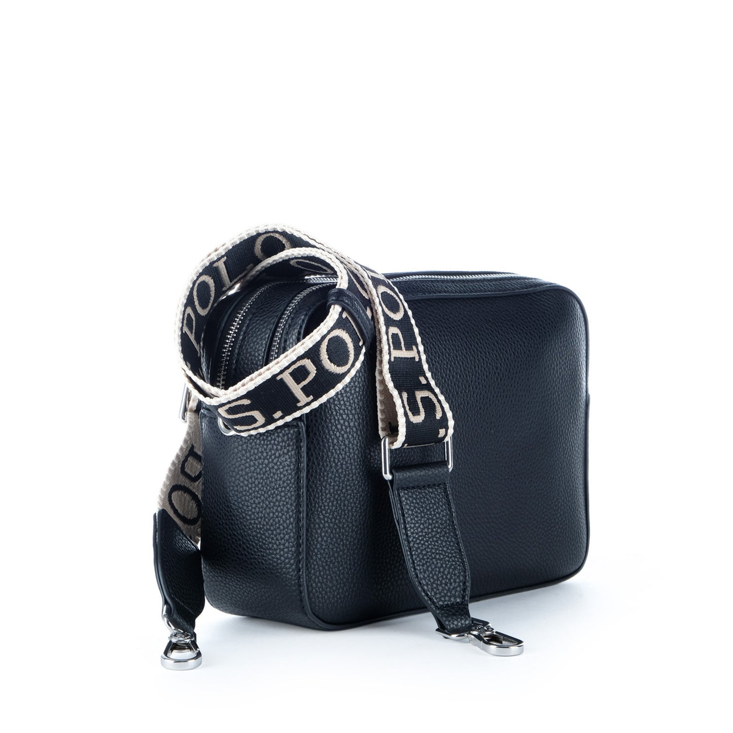 Bolsa Tiracolo U.S. Polo Assn. Preta com Alça Ajustável e Duplo Compartimento