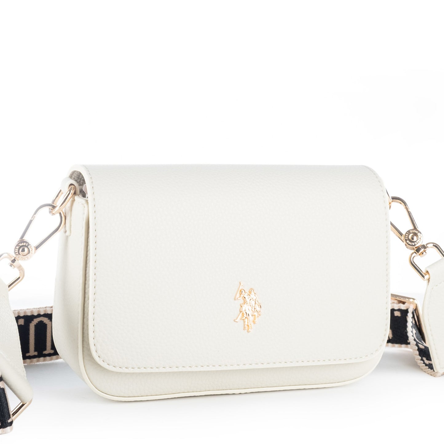 Bolsa Tiracolo U.S. Polo Assn. Branca com Aba Frontal e Alça Logótipo