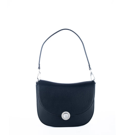 Bolsa Tiracolo Feminina US Polo Preta com Detalhe de Botão Prateado