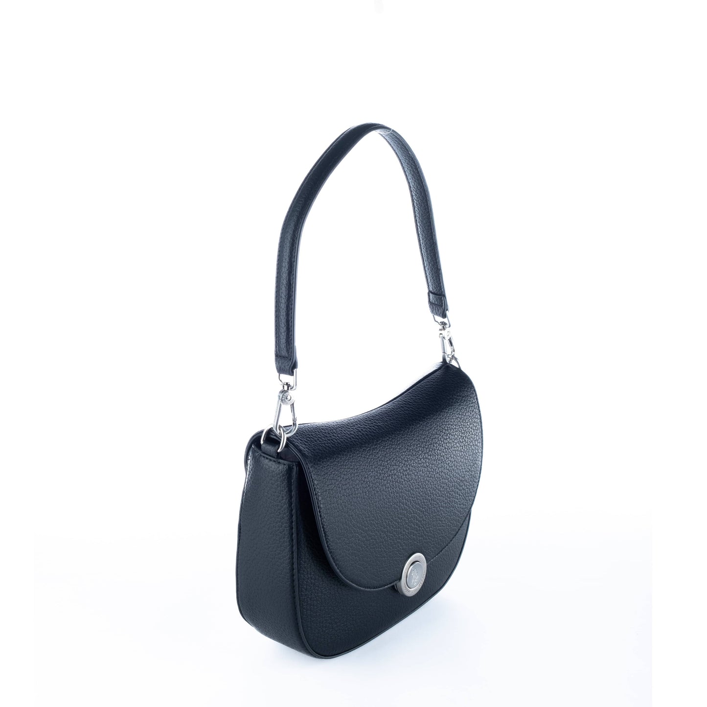 Bolsa Tiracolo Feminina US Polo Preta com Detalhe de Botão Prateado