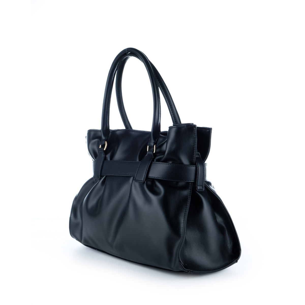 Bolsa Satchel U.S. Polo Assn. Preta com Fivelas e Detalhe Dourado