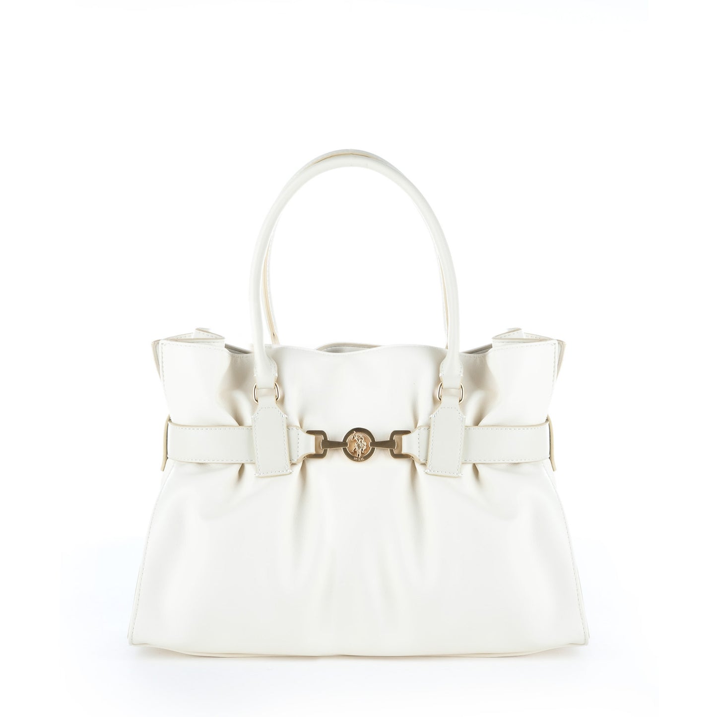 Bolsa Tote U.S. Polo Assn. Branca com Detalhe Metálico Dourado