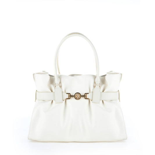 Bolsa Tote U.S. Polo Assn. Branca com Detalhe Metálico Dourado