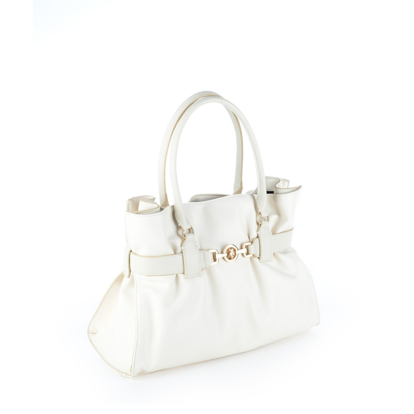 Bolsa Tote U.S. Polo Assn. Branca com Detalhe Metálico Dourado