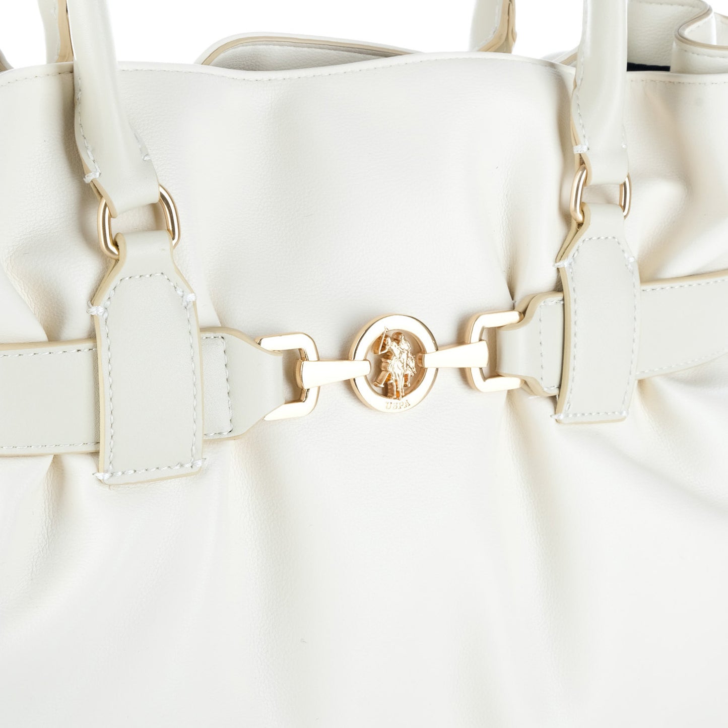 Bolsa Tote U.S. Polo Assn. Branca com Detalhe Metálico Dourado