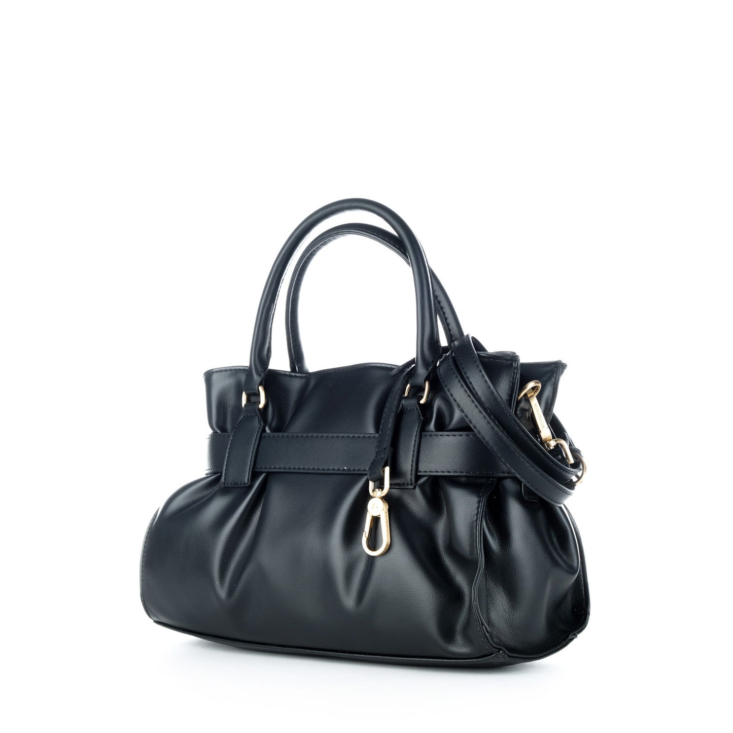 Bolsa Satchel U.S. Polo Assn. Preta com Fecho Dourado e Duas Asas