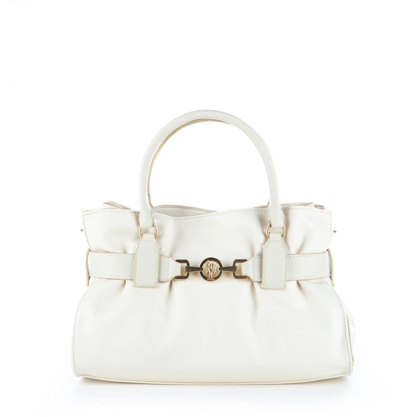 Bolsa Tote U.S. Polo Assn. Branca com Detalhe Metálico Dourado e Alça Removível