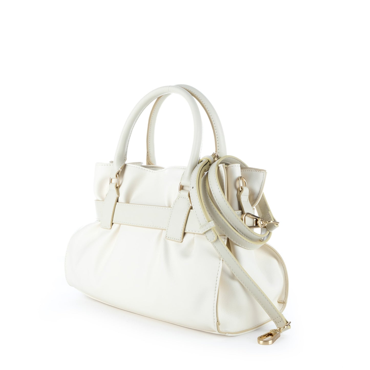 Bolsa Tote U.S. Polo Assn. Branca com Detalhe Metálico Dourado e Alça Removível