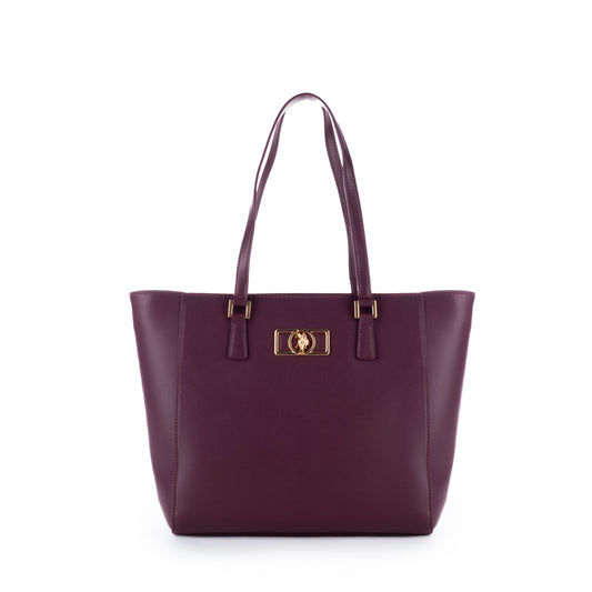Bolsa Tote US Polo Vinho Detalhes Dourados