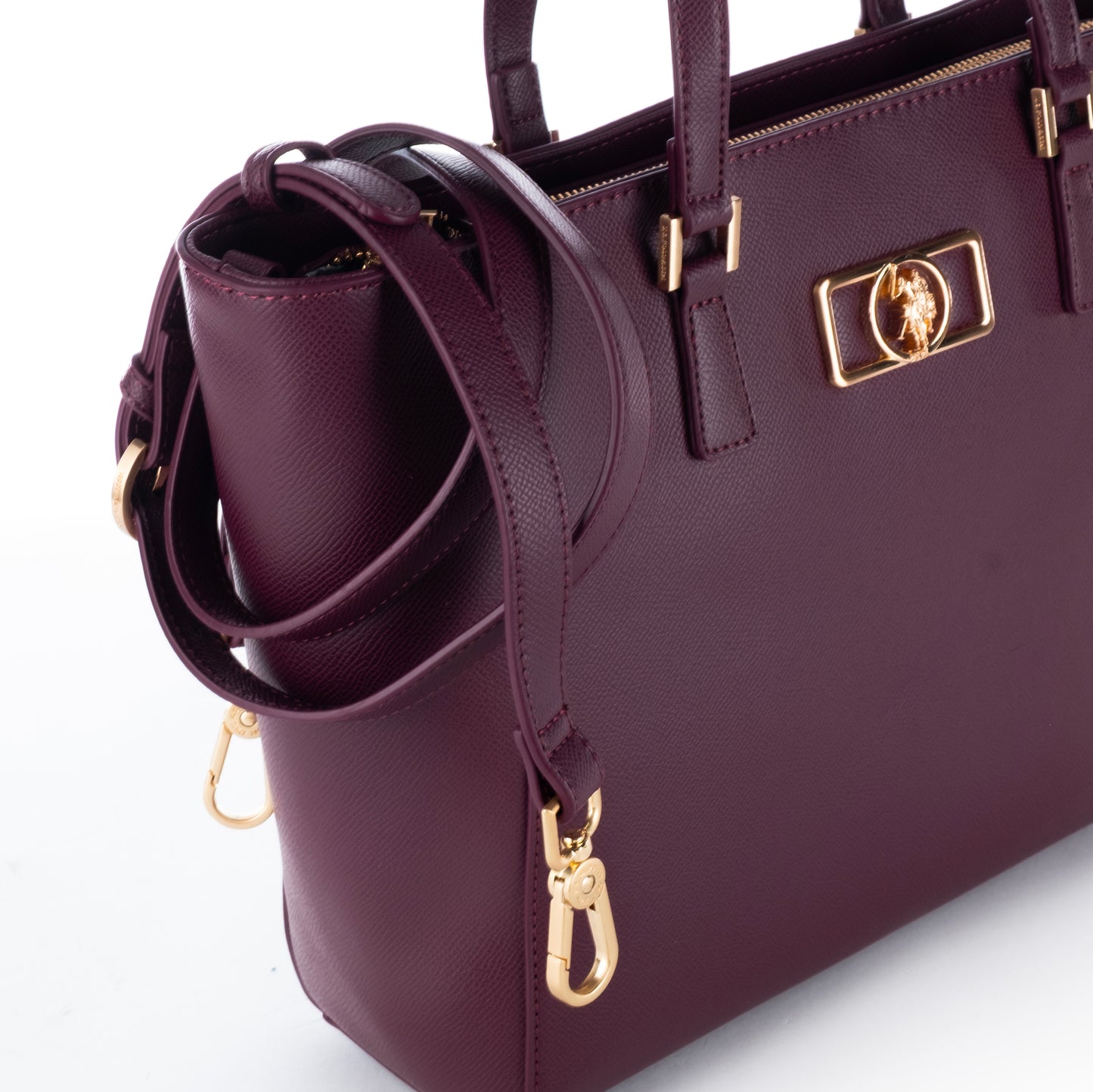 Bolsa Tote US Polo Vinho Detalhes Dourados