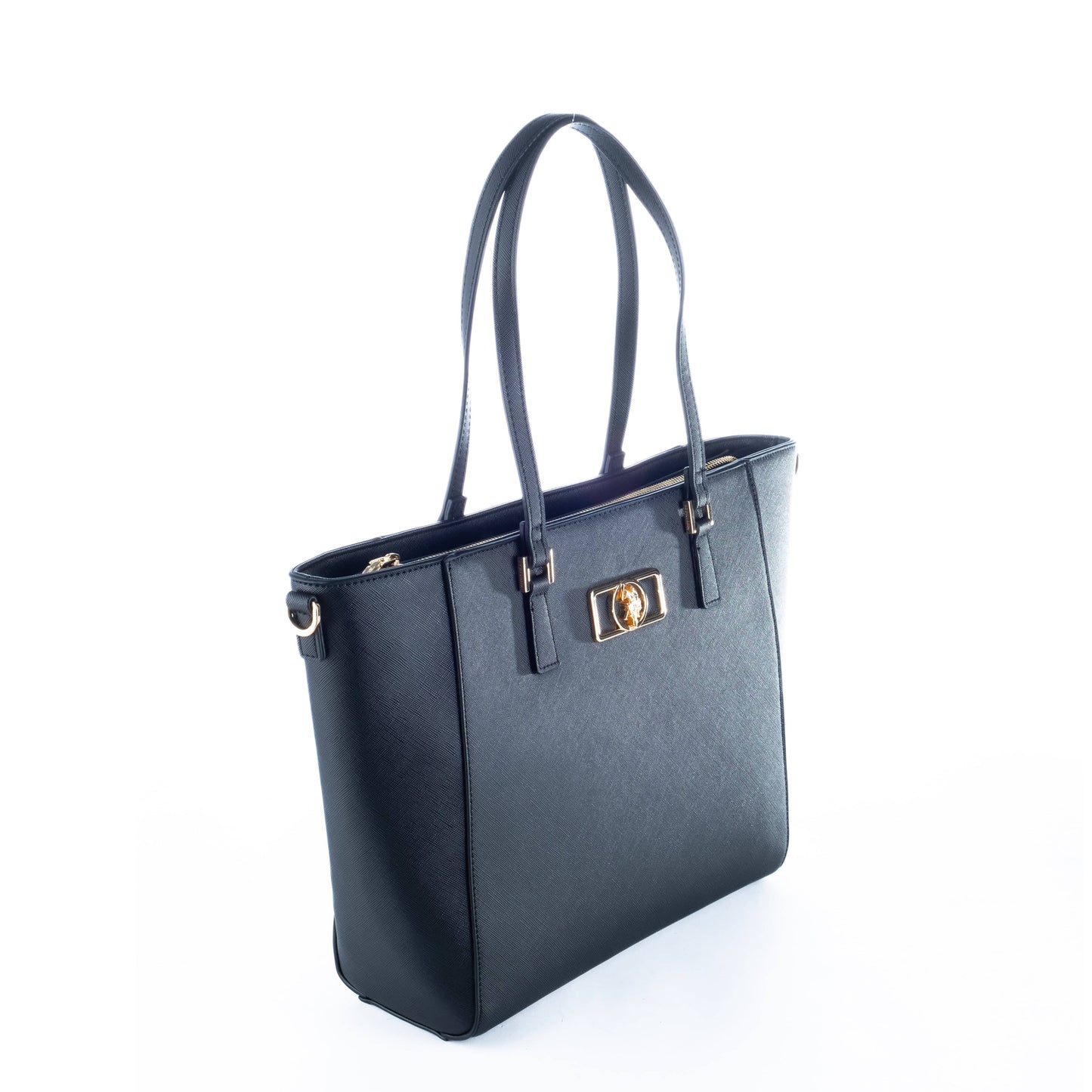 Bolsa Tote US Polo Preta com Detalhe Metálico
