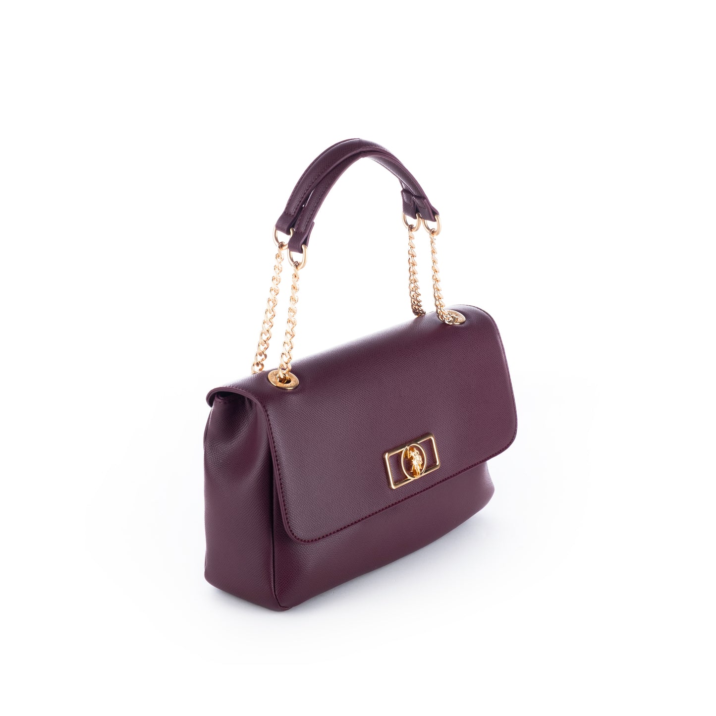 Bolsa de Ombro US Polo Roxa com Alça Dourada - Estilo Elegante e Sofisticado