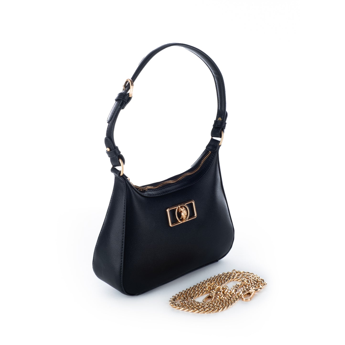 Bolsa de ombro US Polo Assn Preta com Detalhe Dourado
