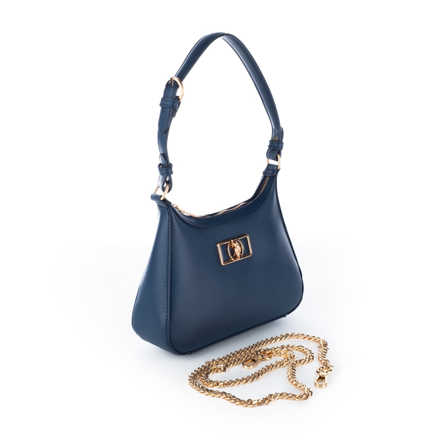Bolsa de ombro US Polo Azul com Detalhes Dourados