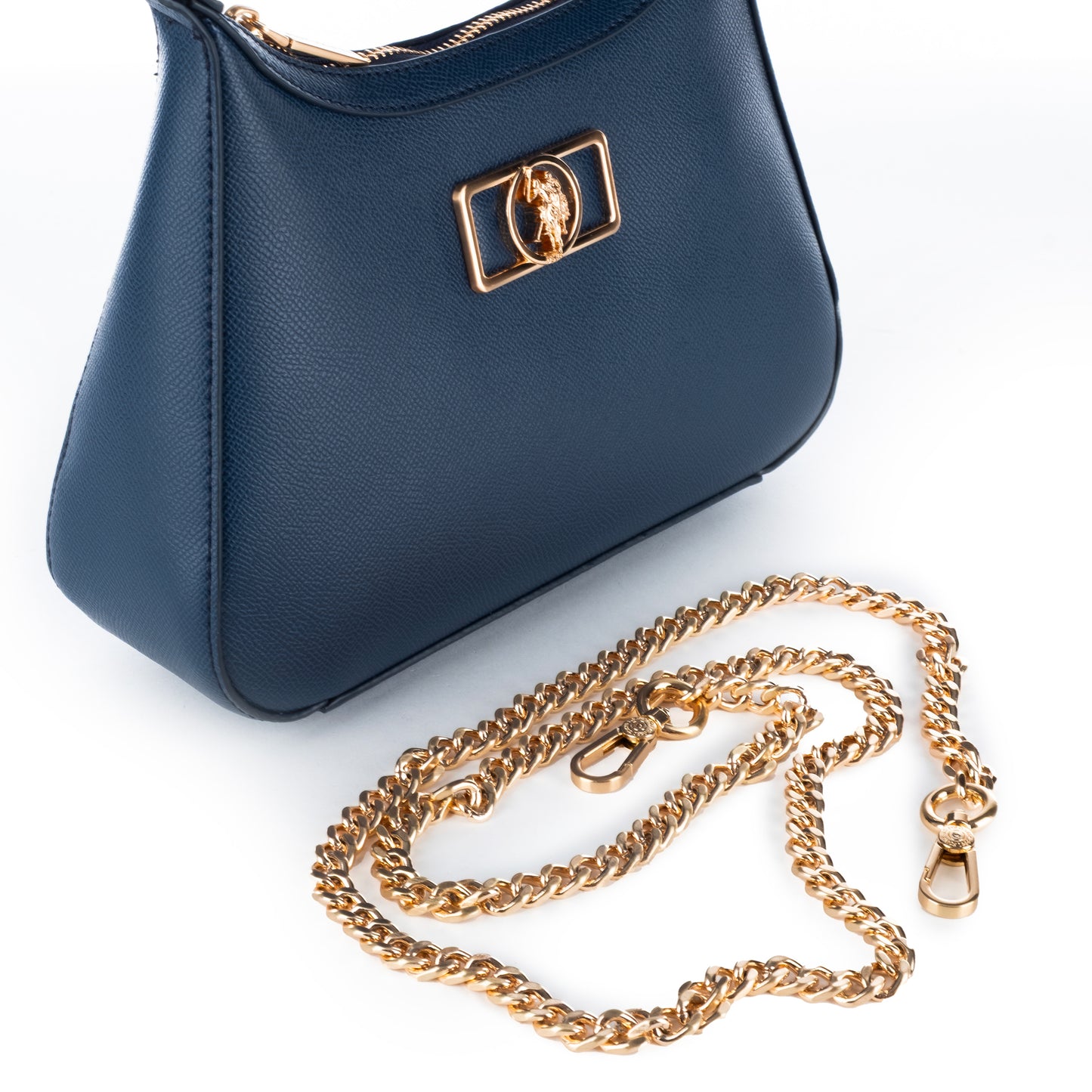 Bolsa de ombro US Polo Azul com Detalhes Dourados