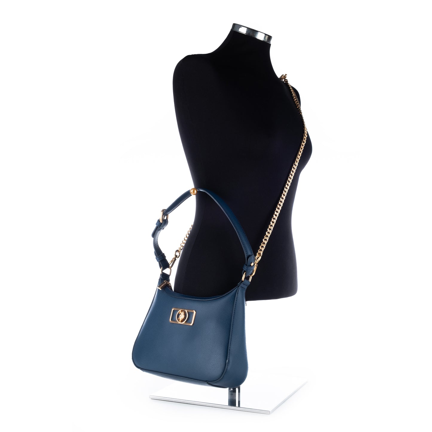 Bolsa de ombro US Polo Azul com Detalhes Dourados