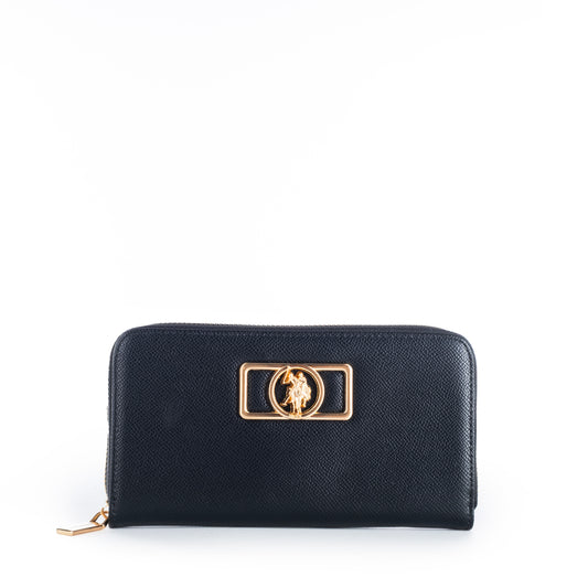 Porta Moedas Mulher US Polo Preta com Detalhe Dourado