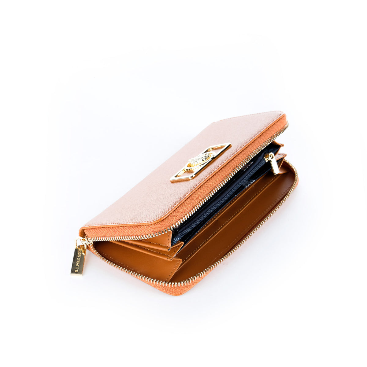 Carteira Mulher U.S. Polo Assn. Laranja com Logótipo Dourado