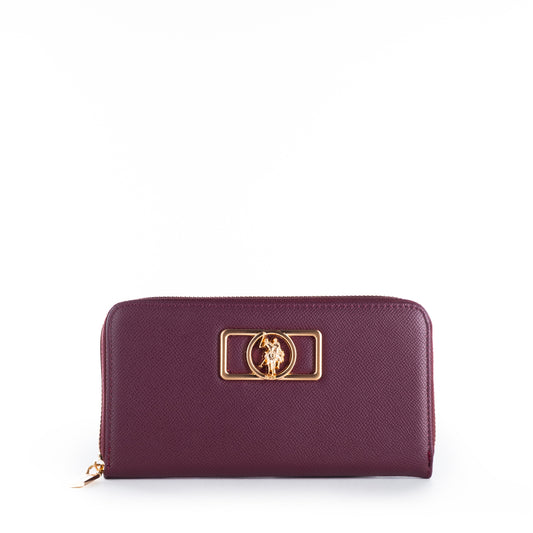 Porta Moedas Mulher US Polo Vinho com Detalhe Dourado