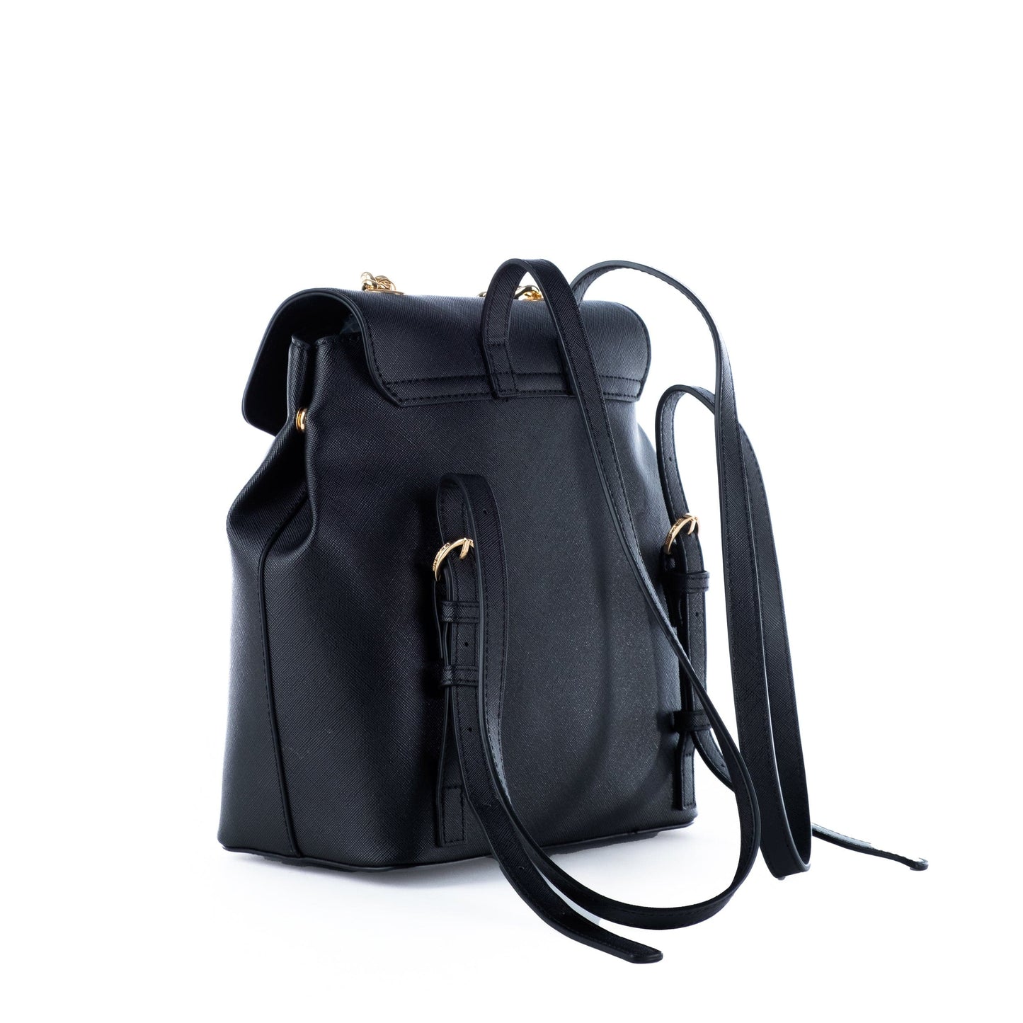 Mochila Mulher Us Polo Preta com Corrente Dourada