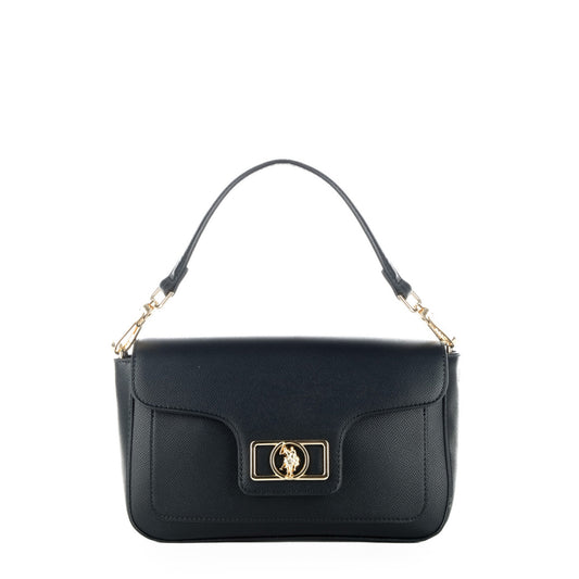 Bolsa Tiracolo U.S. Polo Assn. Preta com Logótipo Metálico Dourado
