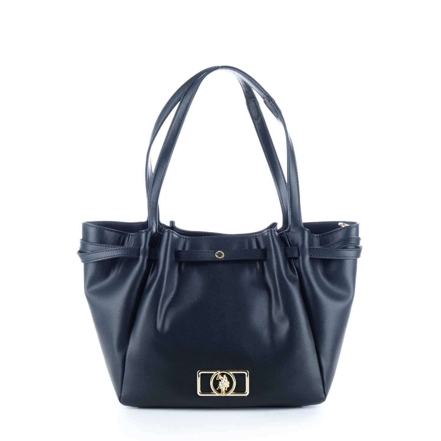 Bolsa Tote U.S. Polo Assn. Preta com Logótipo Metálico Dourado
