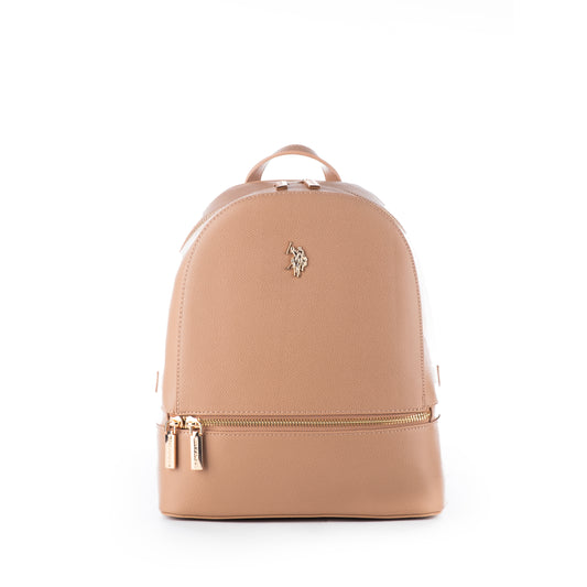 Mochila Mulher US Polo Bege Detalhes Dourados