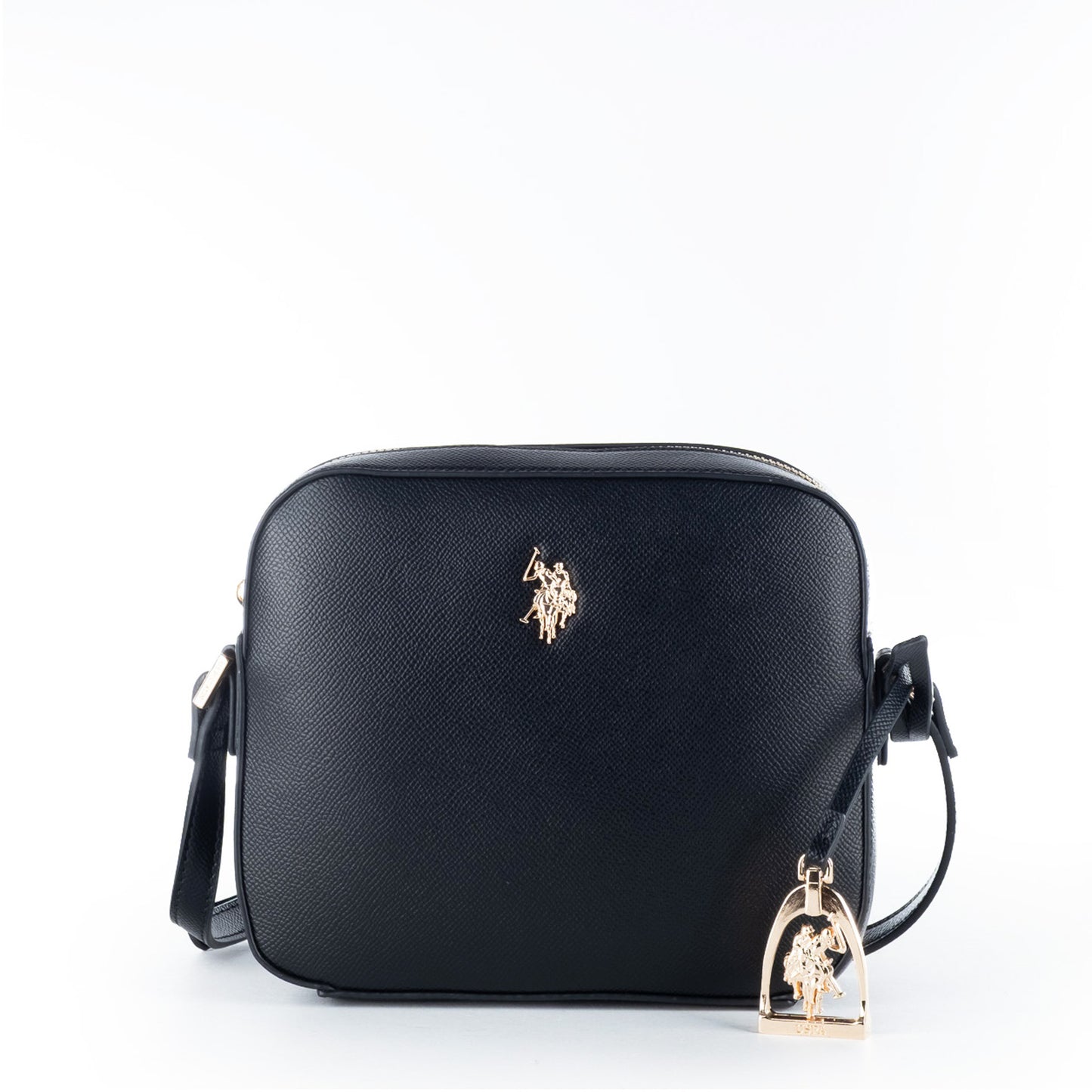 Bolsa Tiracolo U.S. Polo Assn. Preta com Logótipo Dourado
