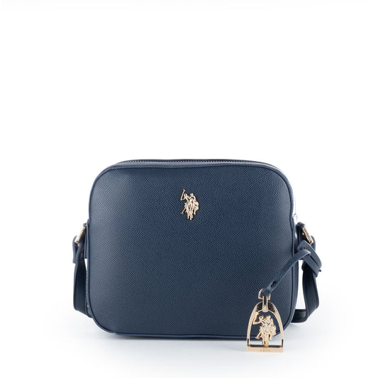 Bolsa Tiracolo U.S. Polo Assn. Azul Marinho com Logótipo Dourado e Pendente Decorativo
