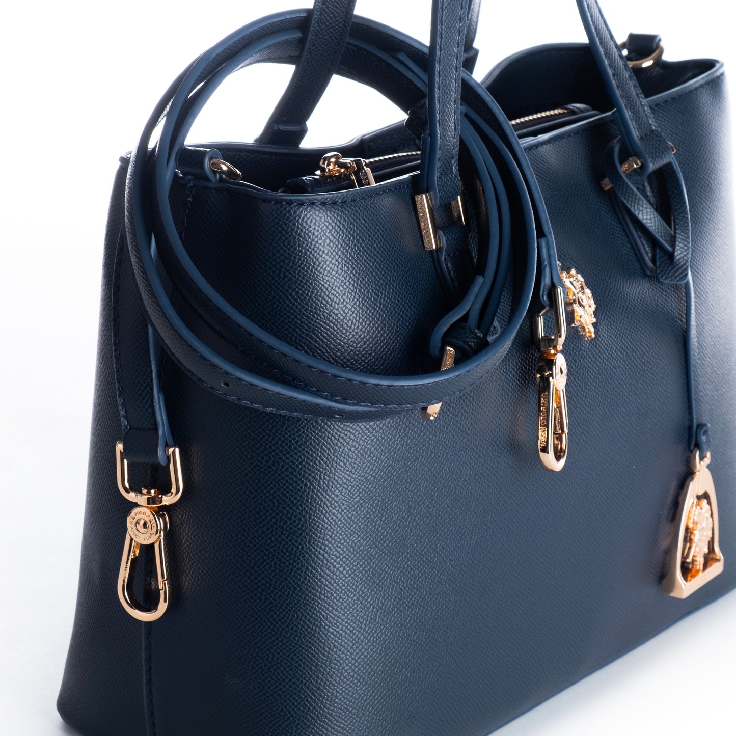 Bolsa Tote US Polo Azul Marinho com Detalhes Dourados