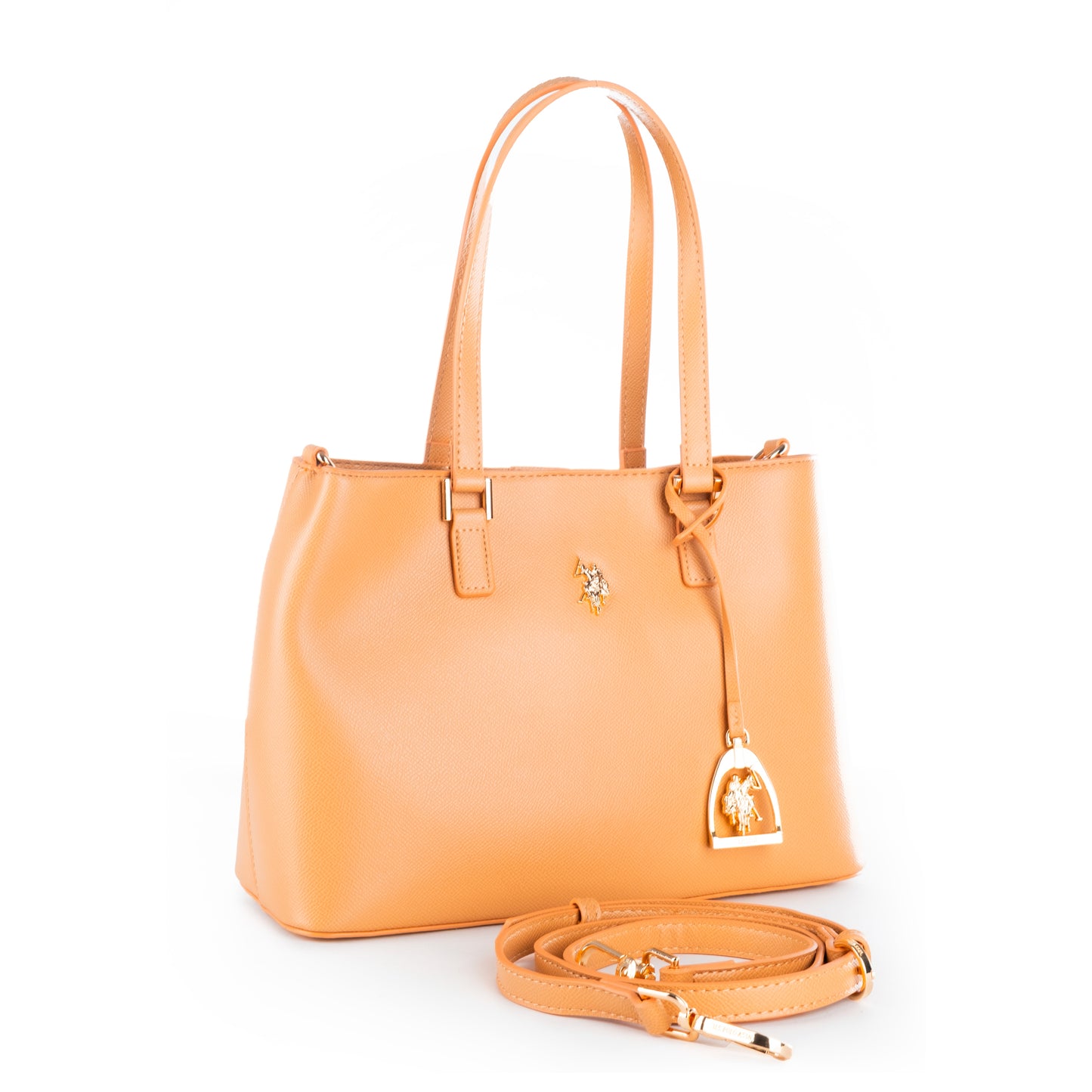 Bolsa Tote U.S. Polo Assn. Bege com Logótipo Dourado e Alça Removível