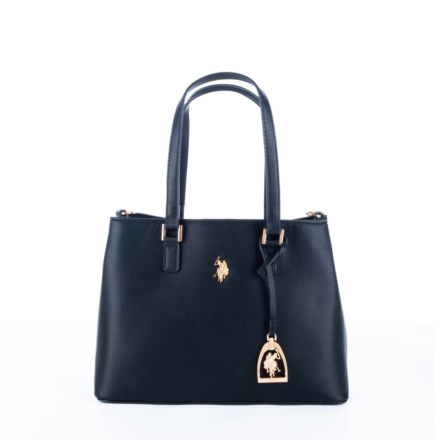 Bolsa Tote Us Polo Preta com Acessórios Dourados