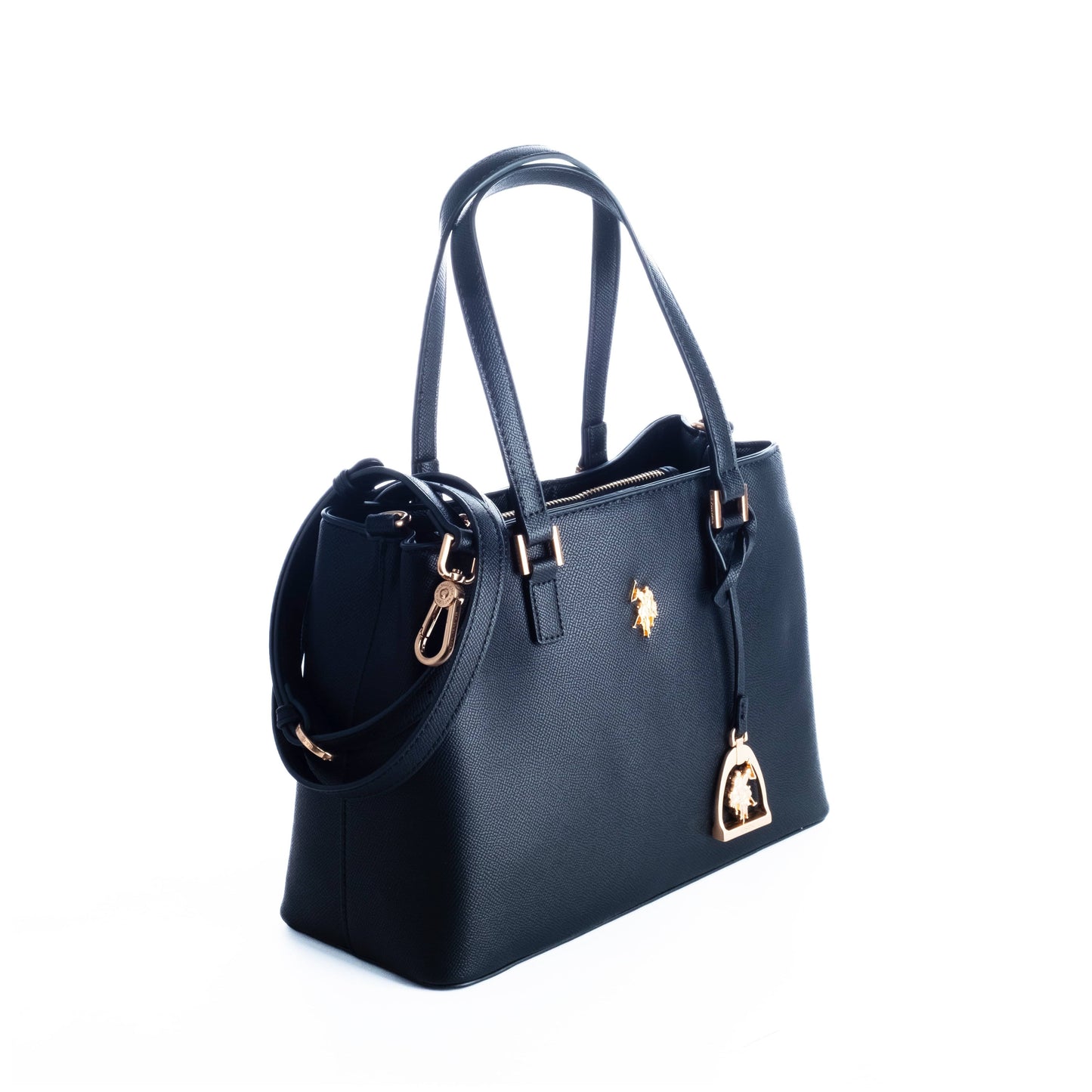 Bolsa Tote Us Polo Preta com Acessórios Dourados