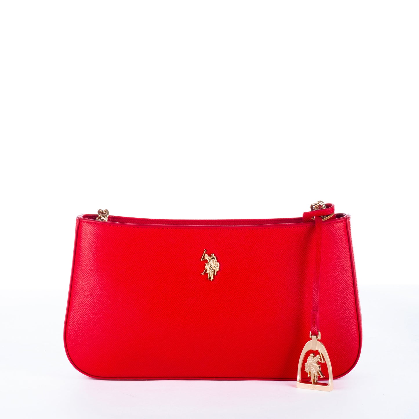 Bolsa Clutch Feminina US Polo Vermelha Detalhe Dourado