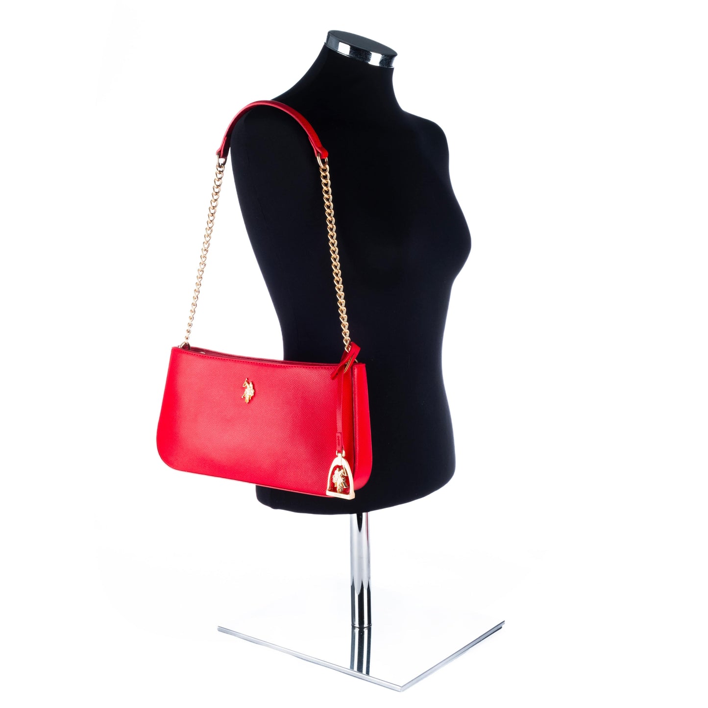 Bolsa Clutch Feminina US Polo Vermelha Detalhe Dourado