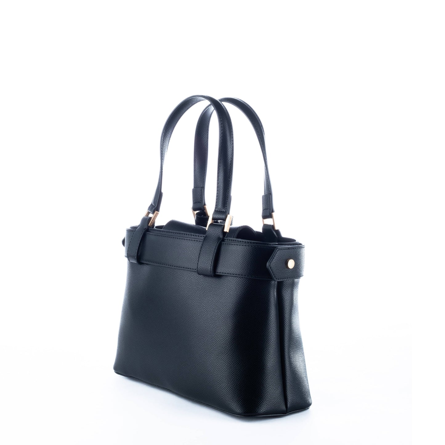 Bolsa Satchel Feminina US Polo Preta com Detalhes Dourados