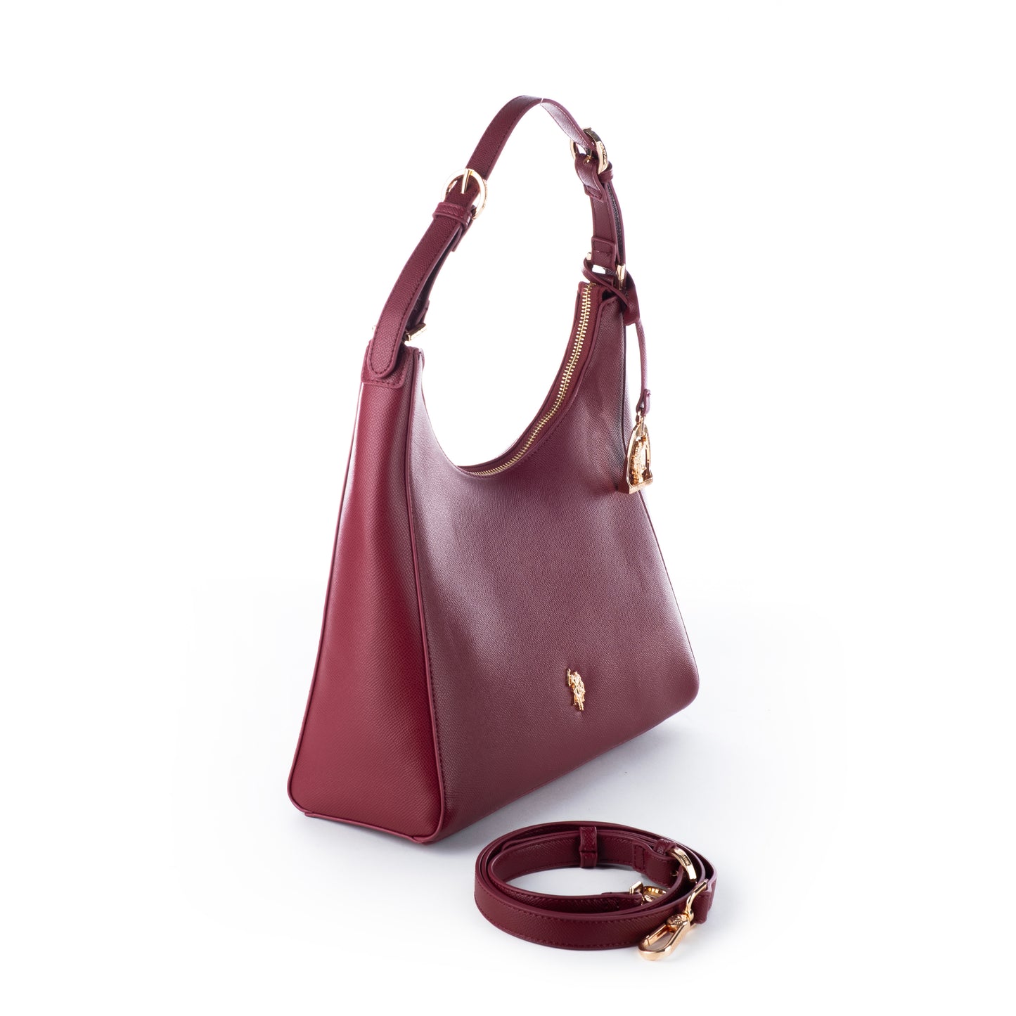 Bolsa de Ombro US Polo Bordô com Logo Dourado