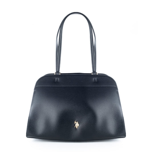 Bolsa de Ombro U.S. Polo Assn. Preta com Logótipo Dourado