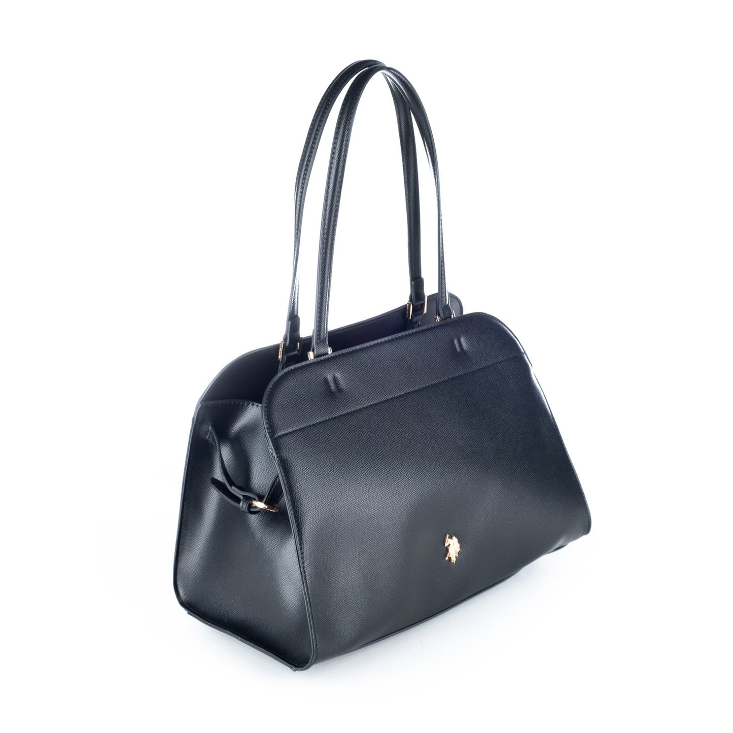 Bolsa de Ombro U.S. Polo Assn. Preta com Logótipo Dourado