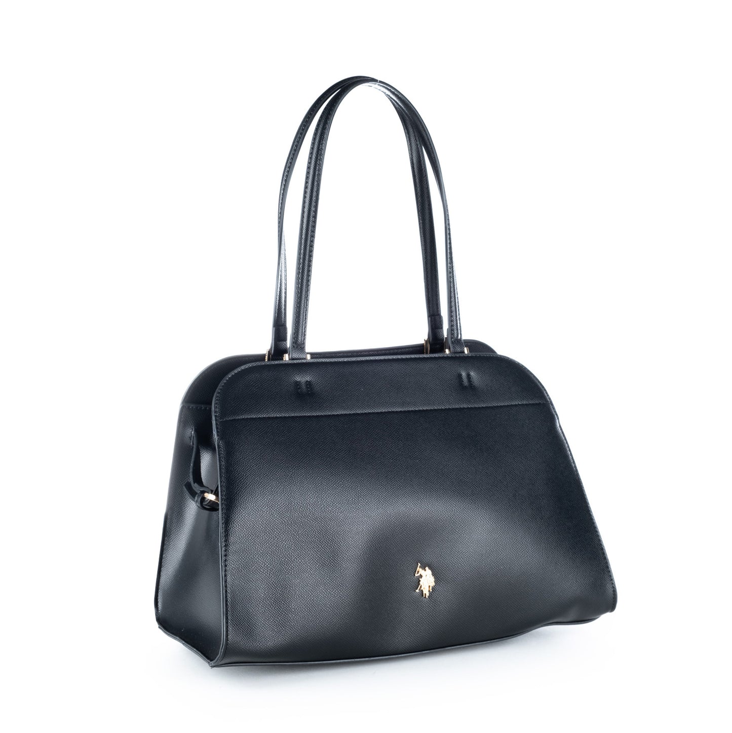 Bolsa de Ombro U.S. Polo Assn. Preta com Logótipo Dourado